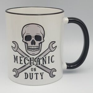 Mechanic Mug, Mechanic on Duty, Mechanic Gift Mug Skull‎ Crossbones